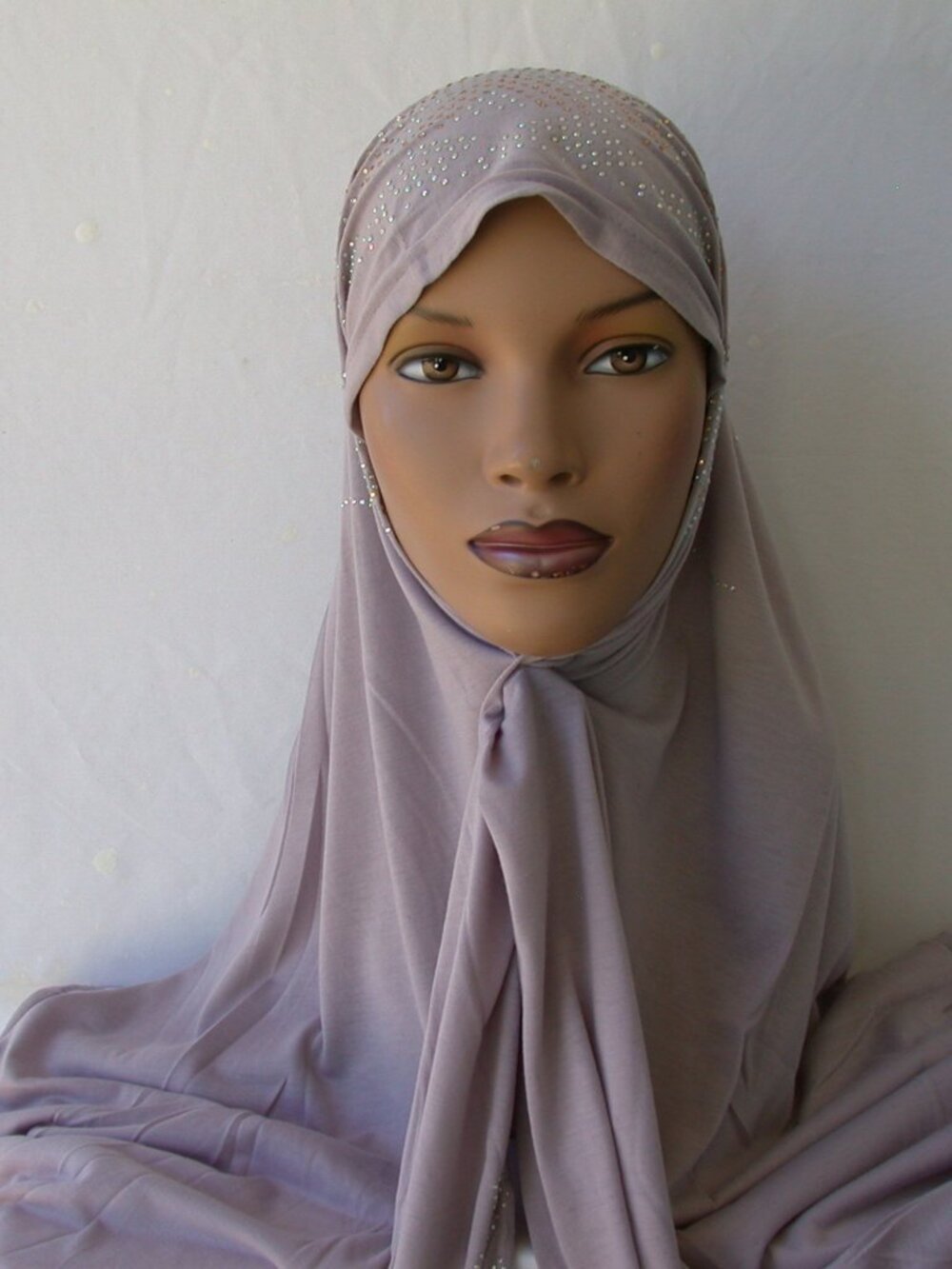 Women's Seattle Grey Rhinestone Fashion Jersey Scarf 28 x 70 Headwrap  Hijab